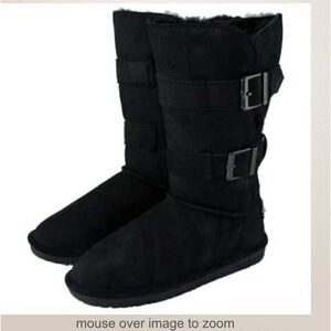 Bearpaw luxe/luxury sheepskin taylor buckle moto ugg bootwaterproof euc 8.5 1/2